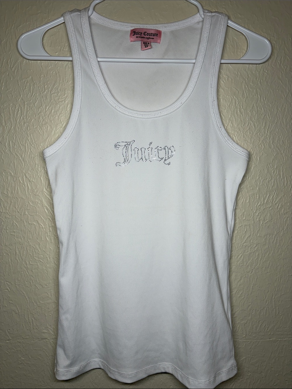 Juicy Couture White Crystal 'Juicy' Tank Top